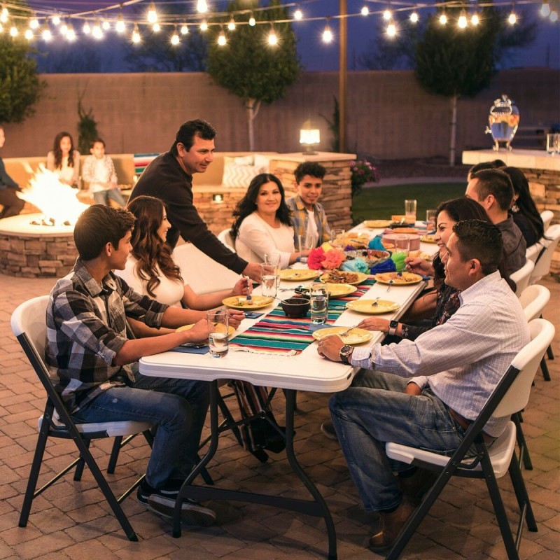 Lifetime Tavolo Pieghevole Lifetime Bianco Acciaio Plastica 182 x 73,5 x 76 cm