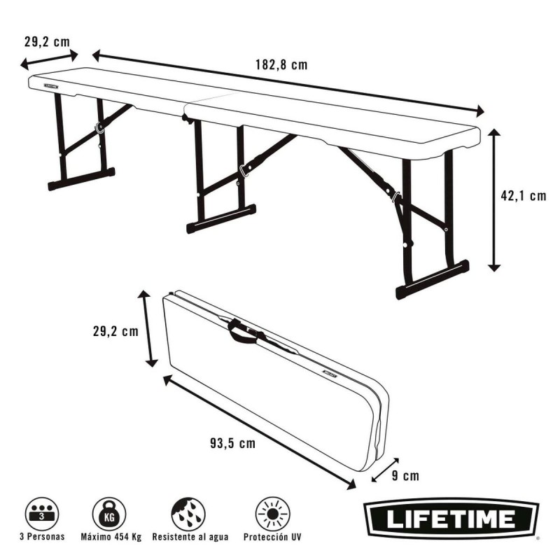 Lifetime Panca Lifetime Bianco Pieghevole 183 x 42 x 29 cm