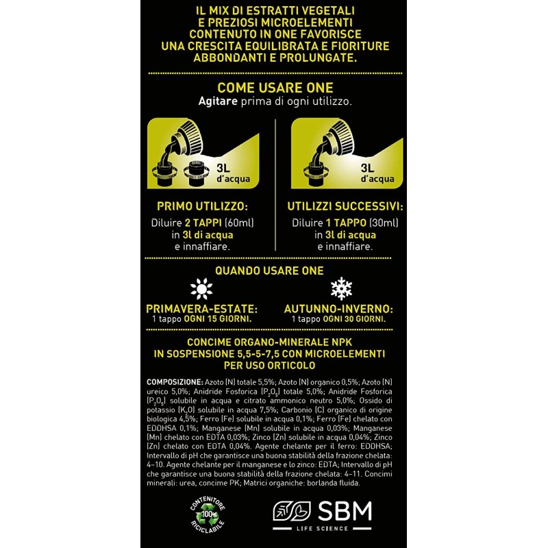 Valagro NutriONE Valagro Concime Per Tutte Le Piante Concentrato Liquido Universale 1L