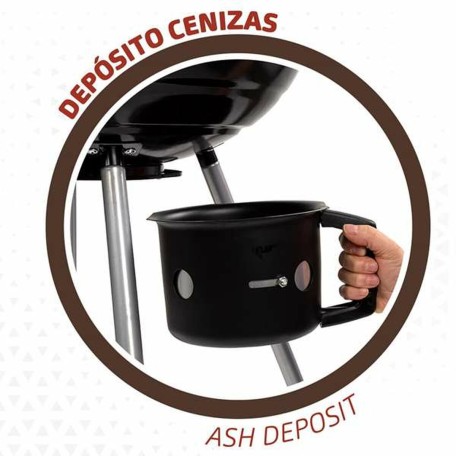 Barbecue a Carboni con Ruote Aktive Textilene 57 x 86 cm Nero