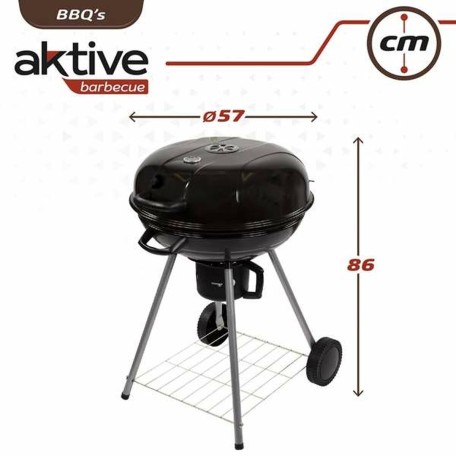 Barbecue a Carboni con Ruote Aktive Textilene 57 x 86 cm Nero