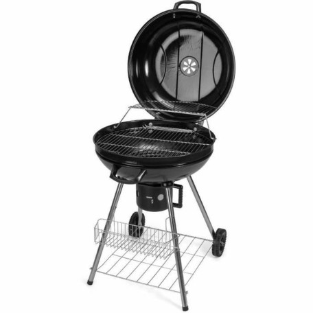 Barbecue a Carbone con Coperchio e Ruote Fieldmann FZG 1004 Nero Rotondo