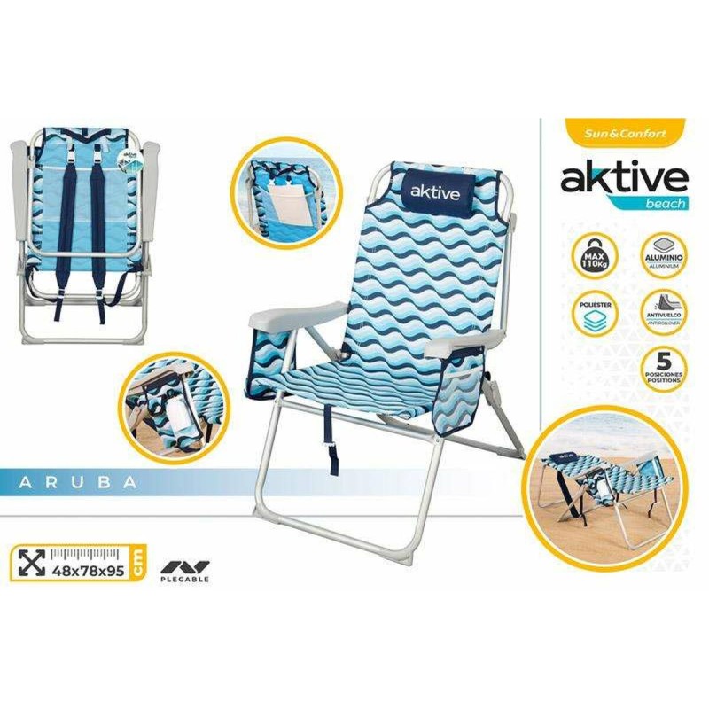 Aktive Sedia da Spiaggia Aktive 64 x 63 x 43 cm Celeste