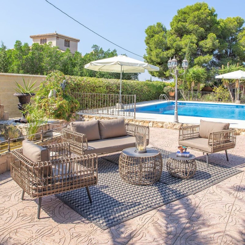 BigBuy Home Canapé deux places Ariki Acier Rotin rotin synthétique 161 x 84 x 67 cm